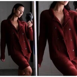 Vintage NEIMAN MARCUS Quiet Luxury 100% Cashmere Cardigan Ribbed Burgundy 8